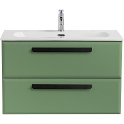 Cezares Тумба с раковиной Eco Cer-N 80 фисташковый софт CZR-8073-80 ручки матовые чёрные – фотография-2