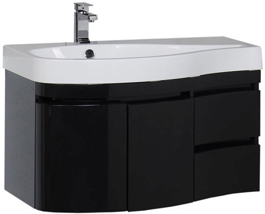 Aquanet Тумба под раковину Сопрано 2-95 L черная – фото, картинка, фотография-1