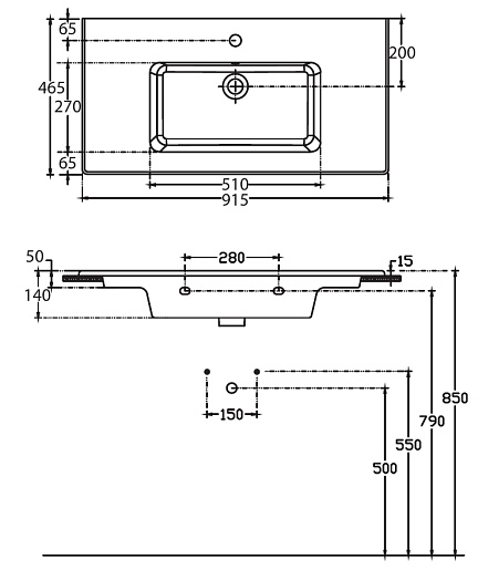 Allen Brau Мебельная раковина Fantasy 92 4.11026.20 белый глянец – картинка-3