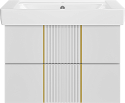 Brevita Мебель для ванной Vega 80 подвесная белая/золото – фотография-4