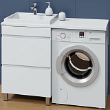 СанТа Тумба с раковиной под стиральную машину Марс 120 L 2 ящика белая