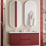 Brevita Мебель для ванной с двойной раковиной Wine 120 подвесная бордовая