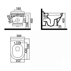 Creavit Унитаз подвесной Antik AN320 с биде, капучино – фотография-2