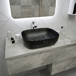 Teymi Раковина накладная Solli 50 Artceramic T50394 черный мрамор – фотография-6