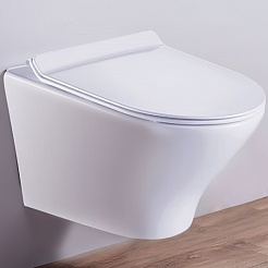 Esbano Унитаз Aster подвесной безободковый белый – фотография-1