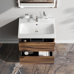 Am.Pm Тумба с раковиной Gem 75 подвесная орех – фотография-5