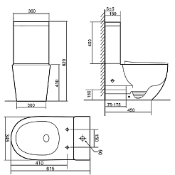 Iberica Blanca Унитаз компакт Bilbao Alto с сиденьем микролифт – фотография-2