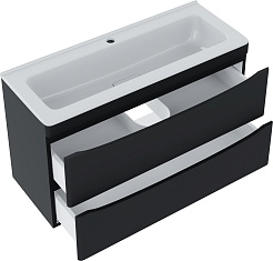 Vivon Тумба с раковиной Ostin 90 подвесная черная матовая – фотография-7