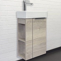 Comforty Тумба с раковиной Матэ 40 подвесная дуб дымчатый – фотография-1