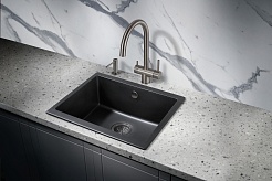 Milacio Мойка кухонная Leon 55 Cuarzo черная матовая – фотография-4