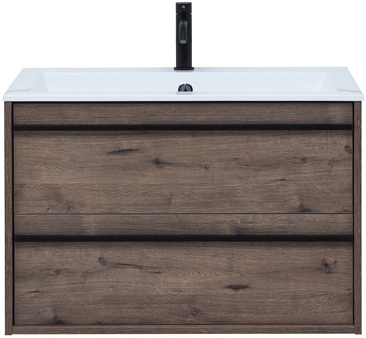 Aquanet Тумба под раковину Lino 80 подвесная дуб веллингтон – картинка-3