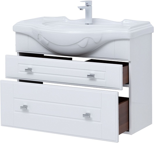 Aquanet Мебель для ванной Рондо 85 подвесная белая глянцевая – картинка-9