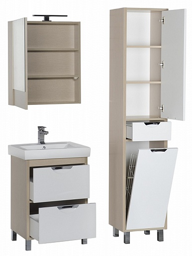 Aquanet Тумба с раковиной "Гретта 60" 2 ящика светлый дуб (171556) – картинка-9