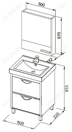 Aquanet Тумба с раковиной "Гретта 50" венге – фотография-4