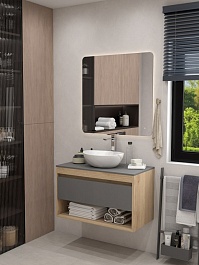 Teymi Раковина накладная в ванную Lori 40 мрамор белый матовый T50482 – фотография-5