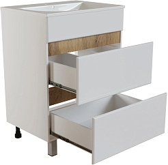 Mixline Тумба с раковиной Брикс 50 2 ящика белая/дуб вотан – фотография-2