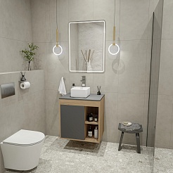 Teymi Тумба с раковиной Nura 60 дуб эврика/графит матовый T60529 раковина T50303 – фотография-2