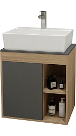 Teymi Тумба с раковиной Nura 70 дуб эврика/графит матовый T60530 раковина T50005 – фотография-1