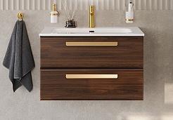 BelBagno Мебель для ванной Eco Cer-N 80 CZR-8095-80 орех шоколад софт ручки сатиновое золото – фотография-3