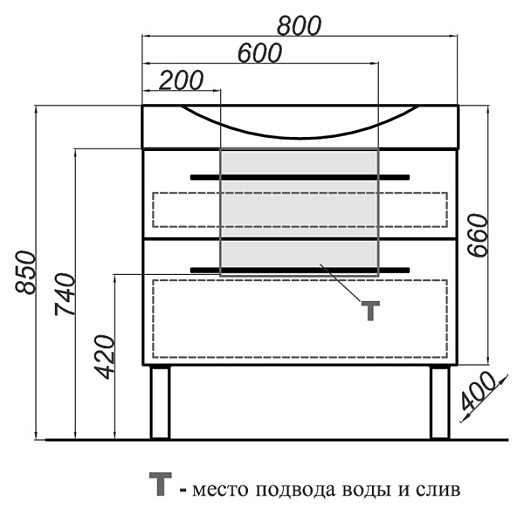 Aqwella Тумба с раковиной Милан 80 с ножками – фотография-8