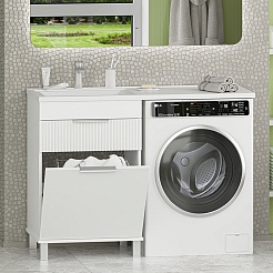 Brevita Тумба с раковиной Enfida 120 L Эстет Даллас под стиральную машину с б/к белая – фотография-2