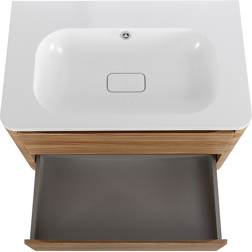 Cezares Тумба с раковиной без отверстия под смеситель Relax 80 подвесная дуб карамельный – картинка-5