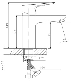 Mixline Смеситель для раковины 35k ML14-04GR б/отв п/гайку графит (без подводки) – фотография-2
