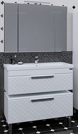 СанТа Мебель для ванной Калипсо 100 NEW подвесная, с приставной тумбой – фотография-1