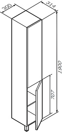Am.Pm Шкаф пенал для ванной Gem 30 R орех – фотография-9