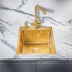 Milacio Мойка кухонная Denia 41 Steel золото брашированное – фотография-5