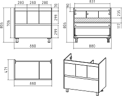 Misty Тумба с раковиной Алиса 90, 1 ящик, напольная – фотография-7