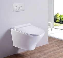 Esbano Унитаз Aster подвесной безободковый белый – фотография-2