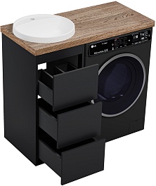 Brevita Мебель для ванной Grafit 100 под стиральную машину графит/махагон – фотография-10