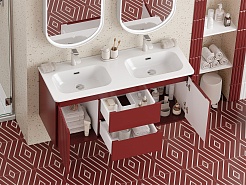 Brevita Тумба под раковину Wine 120 подвесная бордовая – фотография-12