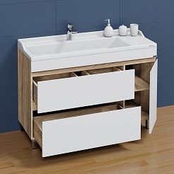 СанТа Тумба под раковину Марс 120 белая/янтарное дерево – фотография-4