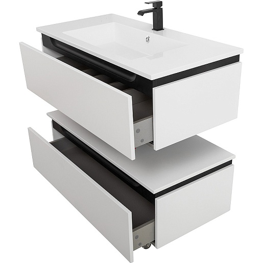 Cezares Тумба с раковиной Slider 100 с 2 ящиками белая – картинка-5