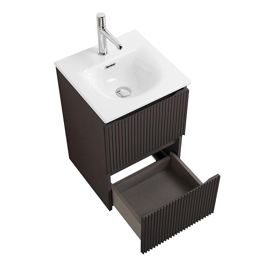 BelBagno Тумба с раковиной Uno mini 40 подвесная Темно-Серый матовый с раковиной BB-8099-3-40 – фотография-6
