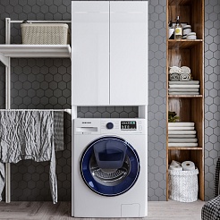 Бриклаер Пенал Хелена 64 над стиральной машиной белый – фотография-1