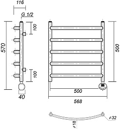 Domoterm Полотенцесушитель электрический Калипсо П5 500x500 ЧРН ER черный – фотография-4