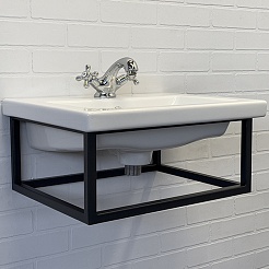 Comforty Консоль с раковиной Лофт 50 подвесная черный муар – фотография-1