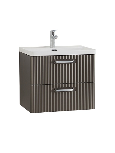 BelBagno Тумба с раковиной Due 60 подвесная Оружейная сталь ручки Хром полированный – фотография-6