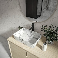 Teymi Раковина накладная Helmi 50 T50294 белый мрамор – фотография-7