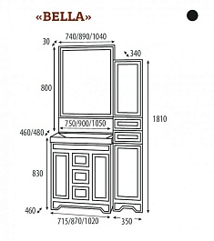Misty Мебель для ванной Bella 105 черная с кристаллами – фотография-2
