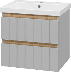 Misty Тумба с раковиной Грэй 60 подвесная серый металлик/дуб сонома – фотография-2