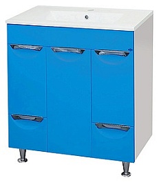 Misty Тумба для умывальника Кристи 75 голубая с б/к – фотография-1