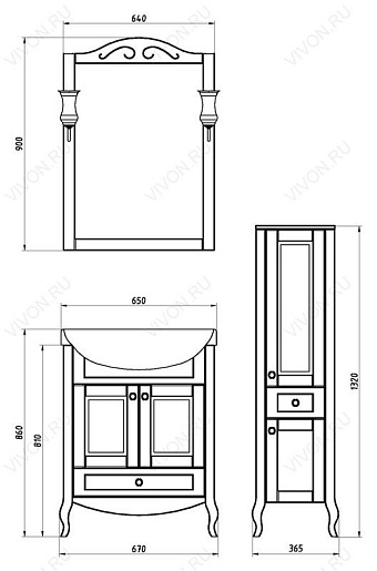 ASB-Woodline Зеркало для ванной Флоренция 65 белое/ патина серебро, массив ясеня – фотография-8