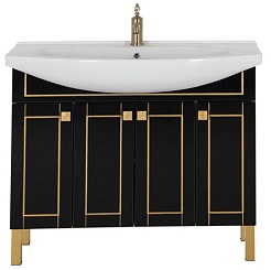 Aquanet Мебель для ванной "Честер 105" черный/золото – фотография-9