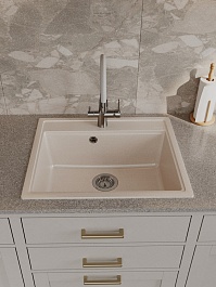 Teymi Мойка кухонная Lori Maxi 60 кварцевая бежевая матовая – фотография-7