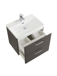 BelBagno Тумба с раковиной Due 50 подвесная Оружейная сталь ручки Хром полированный – фотография-10