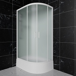 Frank Душевая кабина F412/2 L M white без крыши профиль белый стекло матовое – фотография-2